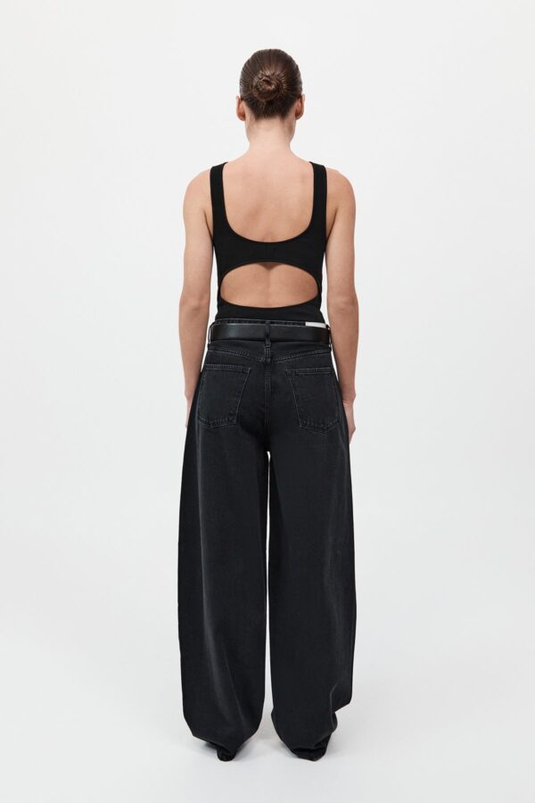 Mid Rise Balloon Jeans - Washed Black