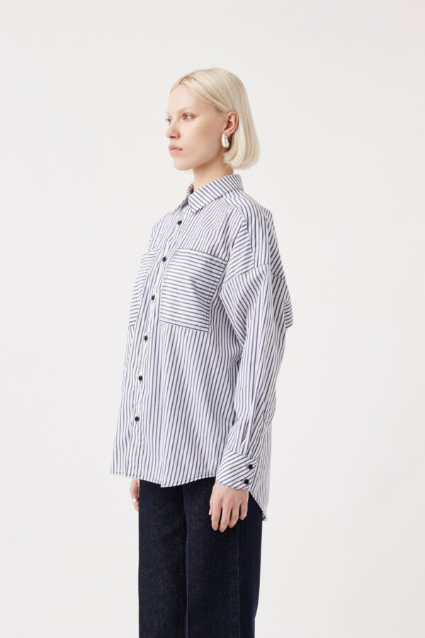 Maya Shirt White Navy Stripe