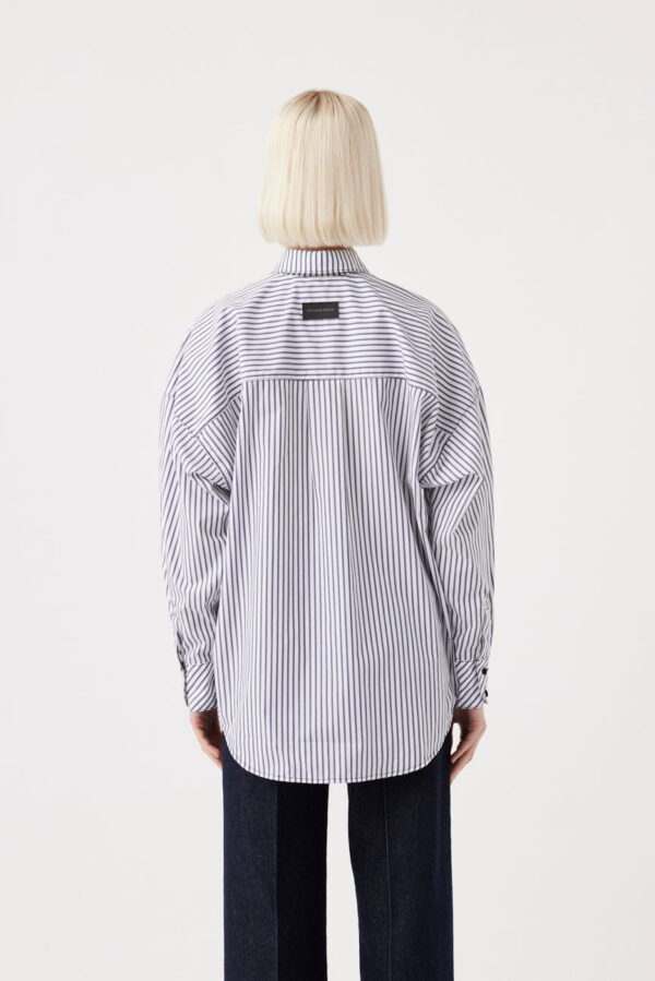 Maya Shirt White Navy Stripe