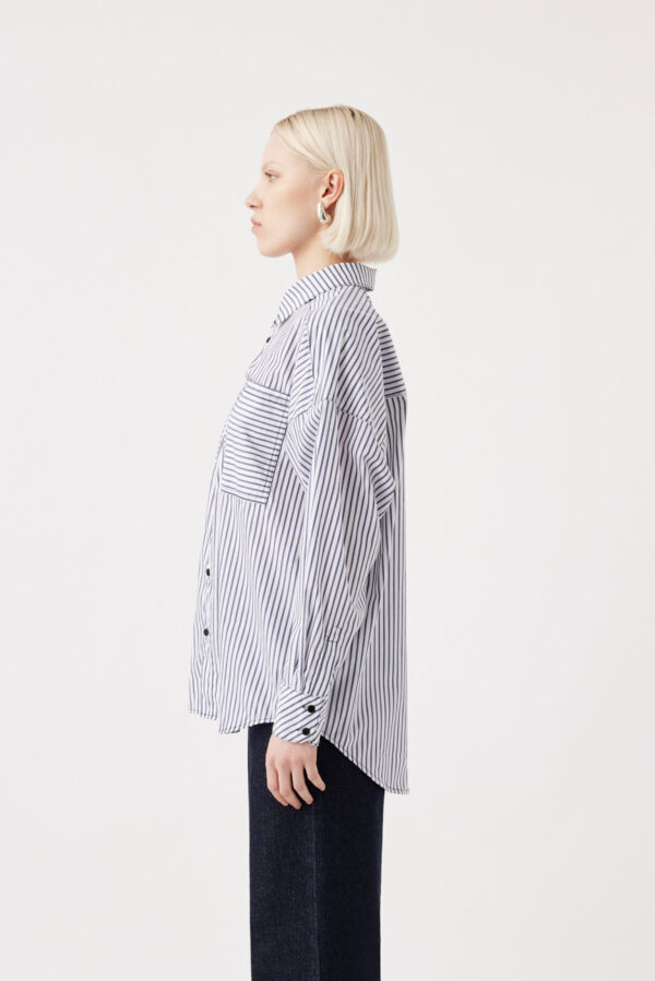 Maya Shirt White Navy Stripe